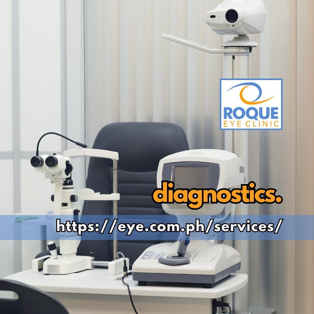 This image shows a basic eye diagnostic clinic setup including a slit lamp, autorefractor and chart projector.