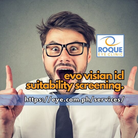 This image shows a happily surprised man with prescription glasses interested in ICL suitability screening.