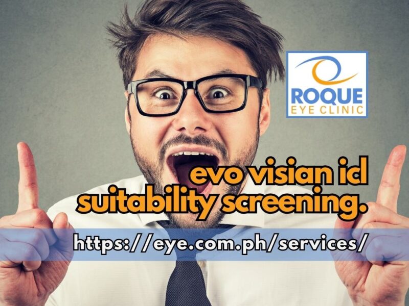 This image shows a happily surprised man with prescription glasses interested in ICL suitability screening.