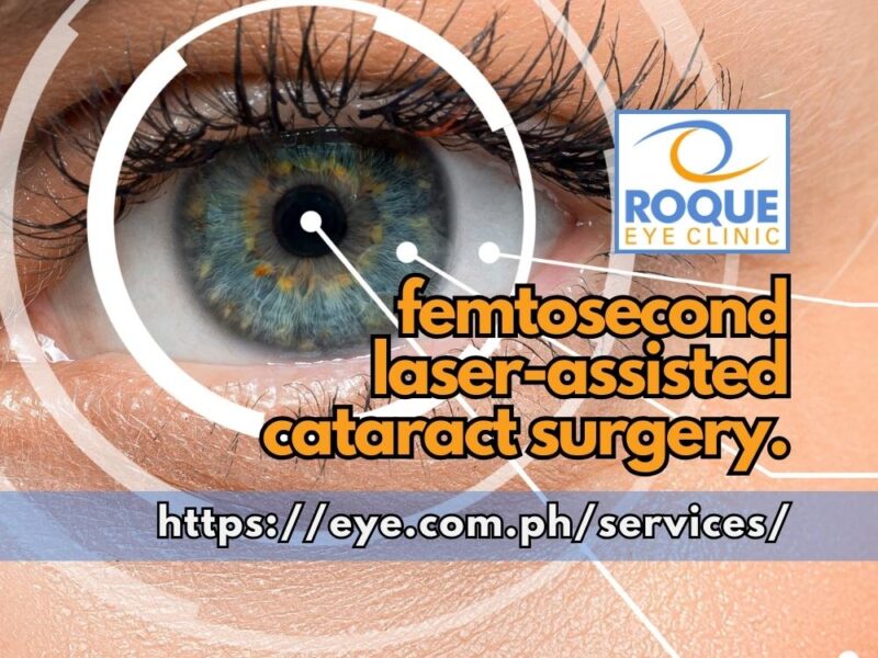 This image shows an eye with concentric ring overlays highlighting the precision of femtosecond laser-assisted cataract surgery.