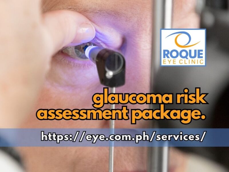 This image shows an elderly woman having her intraocular pressure measured with an applanation tonometry, an essential diagnostic tool correlated with a glaucoma risk assessment package.
