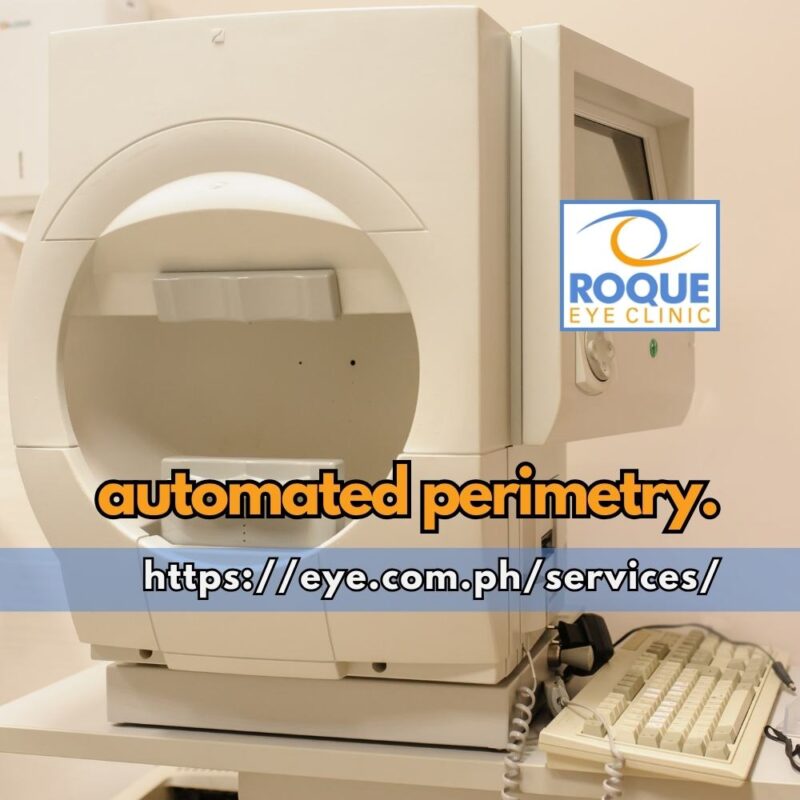 This is an image of an automated perimetry (visual field) machine using in glaucoma evaluation and progression monitoring.
