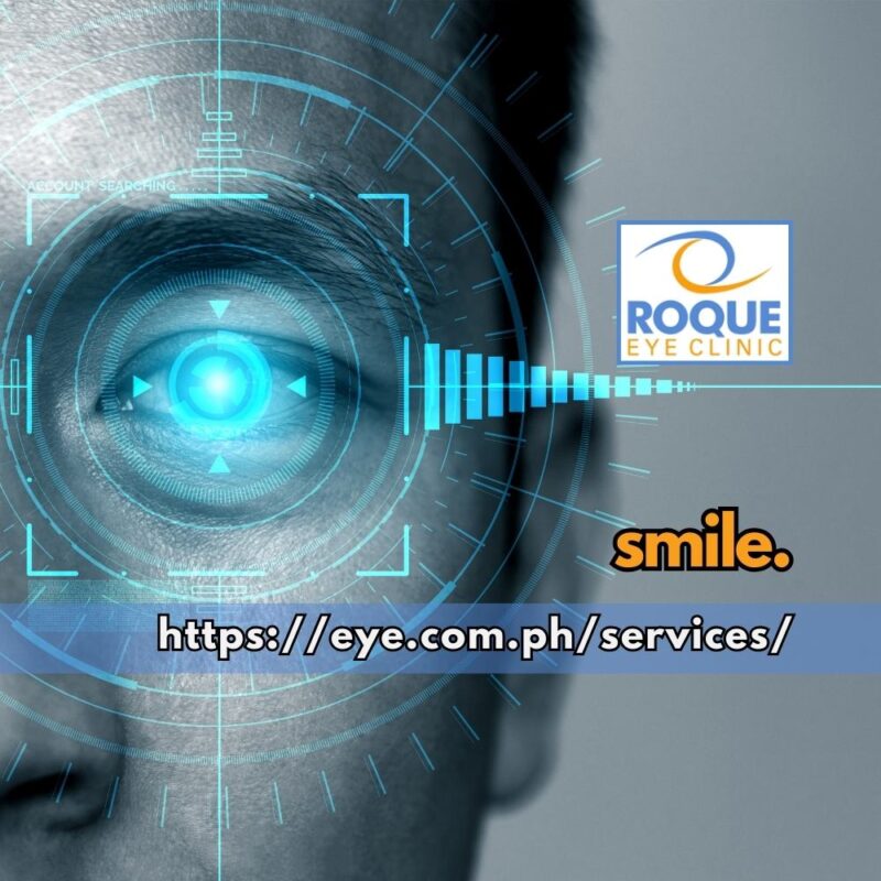 This is an image of an eye with a graphic computer overlay signifying the technical precision involved in the treatment with smile laser vision correction.