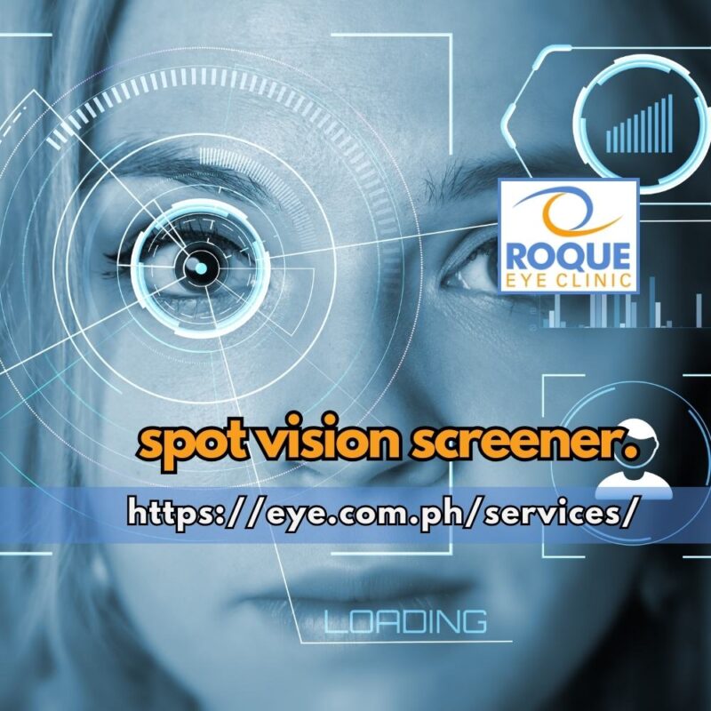 This is an image of a woman with a computer graphic overlay signifying the high technical specifications of using a spot vision photoscreener.
