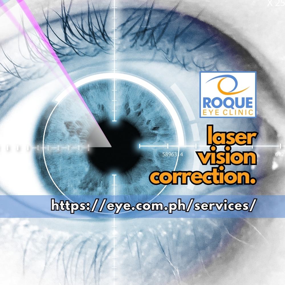 This image shows a graphic computerized overlay and laser beam on the cornea, signifying the precision of laser vision correction.