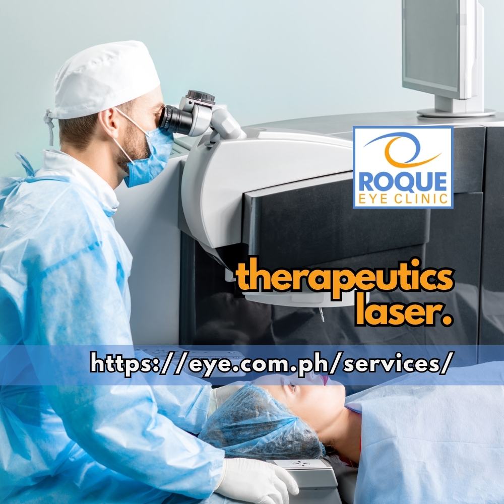 This is an image of a refractive surgeon examining a woman lying down under an excimer laser before laser vision correction.