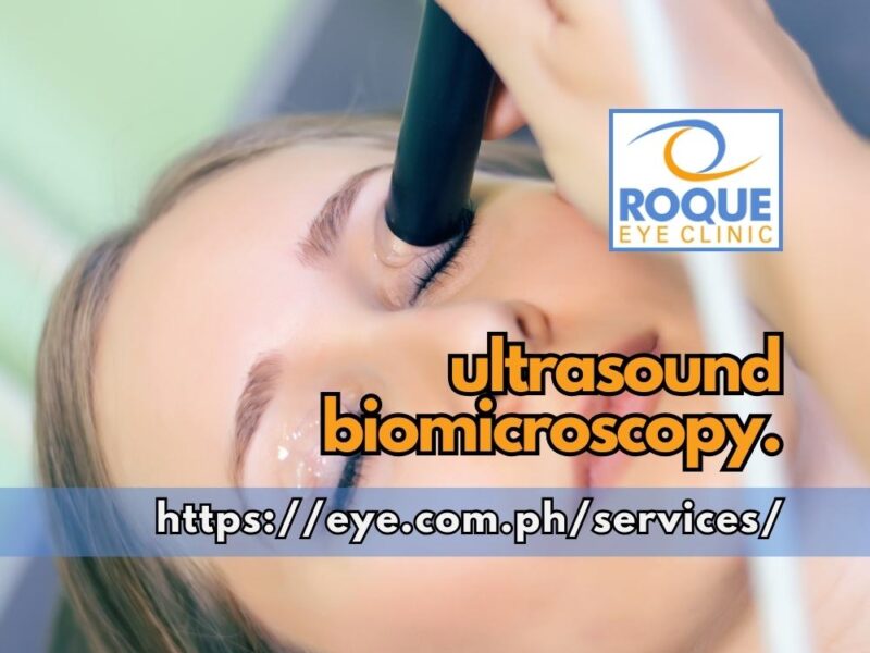 This image shows a woman undergoing an ultrasound biomicroscopy.
