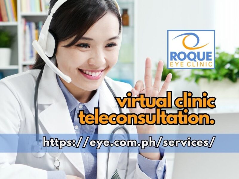This image shows a young female doctor wearing headphones and waving at the computer screen while conducting a virtual clinic teleconsultation.