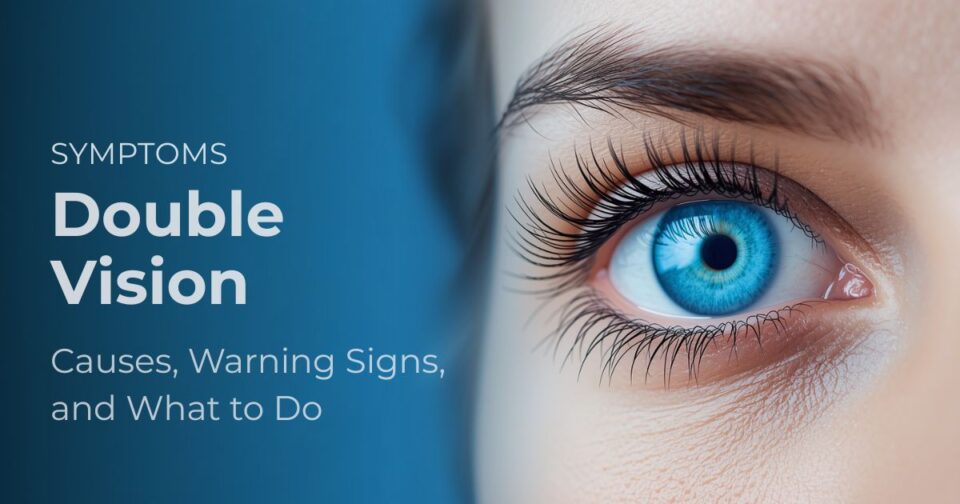 Visual concept illustrating double vision or diplopia with one object appearing as two