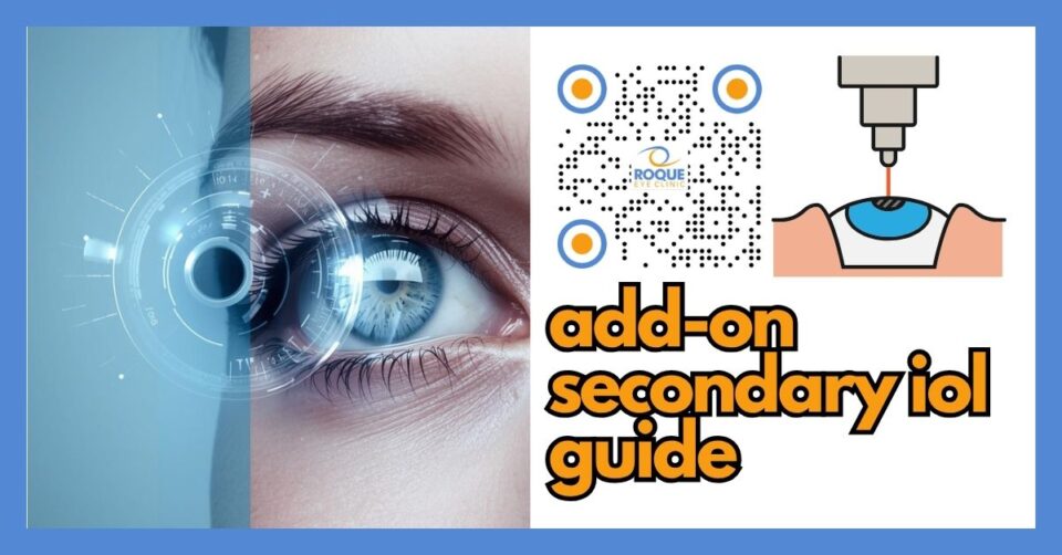 Medical illustration of an add-on secondary intraocular lens placed in a pseudophakic eye