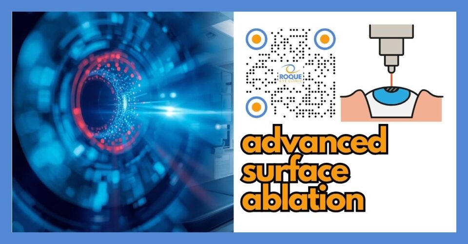 Illustration of advanced surface ablation including PRK, TransPRK, LASEK, and Epi-LASIK in a modern eye clinic setting