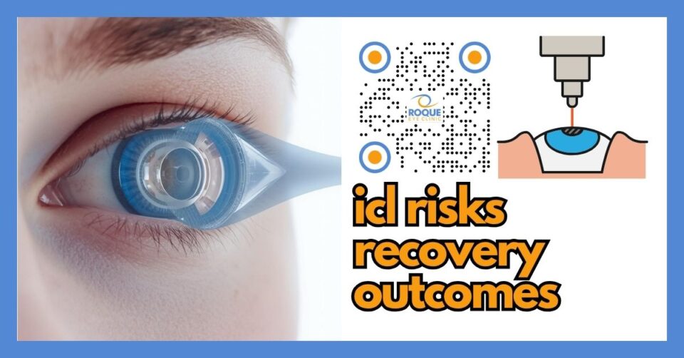 Implantable collamer lens inside the eye illustrating ICL risks recovery and outcomes