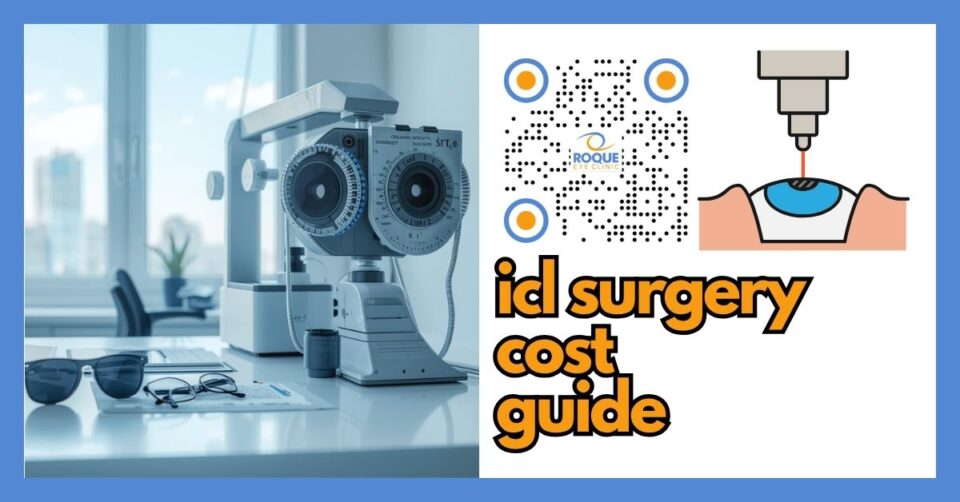 Patient discussing ICL surgery cost and suitability screening in a modern eye clinic