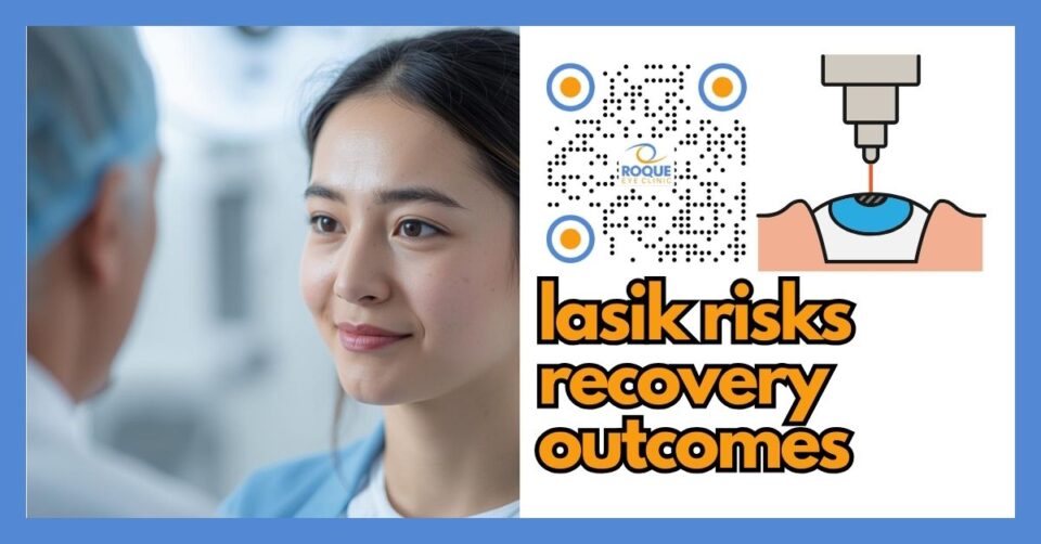 Patient undergoing LASIK follow-up evaluation illustrating risks recovery and visual outcomes