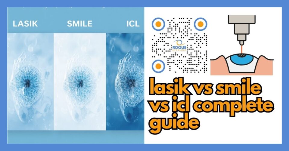 Comparison graphic of LASIK, SMILE, and ICL for refractive surgery patient education