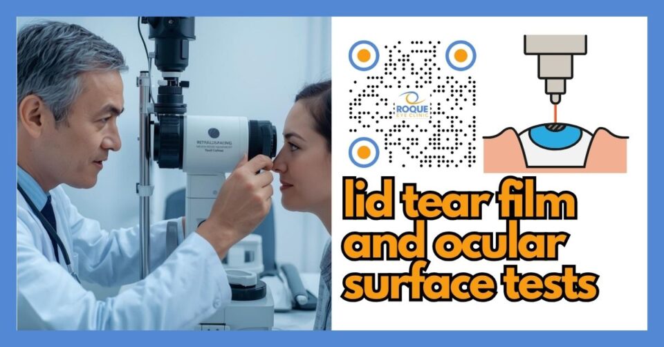 Ophthalmologist performing lid and ocular surface evaluation before refractive surgery