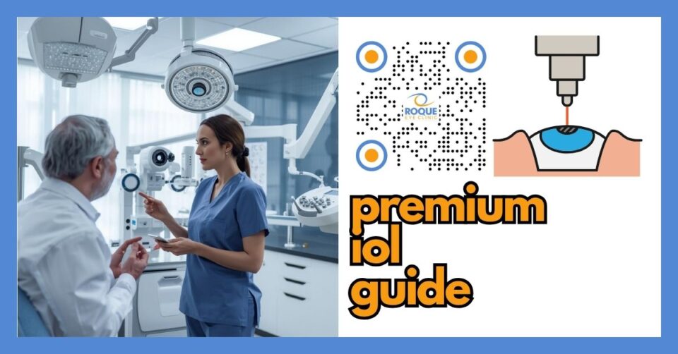 Premium intraocular lens options discussed during lens replacement surgery planning