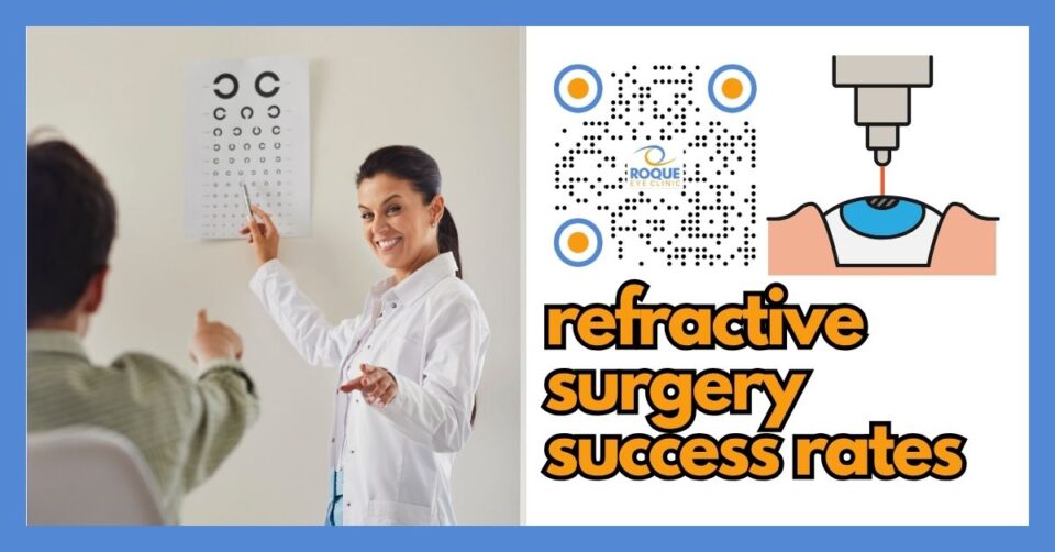 Patient discussing refractive surgery success rates and visual results with an ophthalmologist