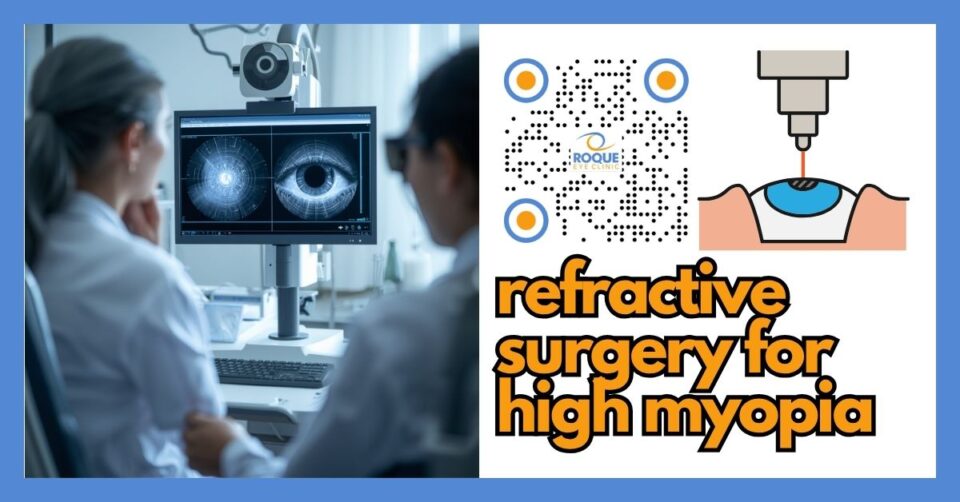 High-myopia patient undergoing refractive surgery screening with corneal and retinal imaging