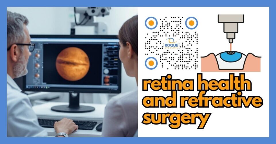 Doctor reviewing retinal images during preoperative refractive surgery screening