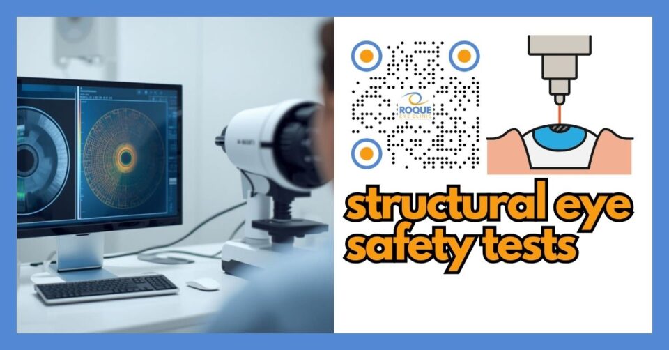Patient undergoing structural eye safety tests before refractive surgery with corneal imaging