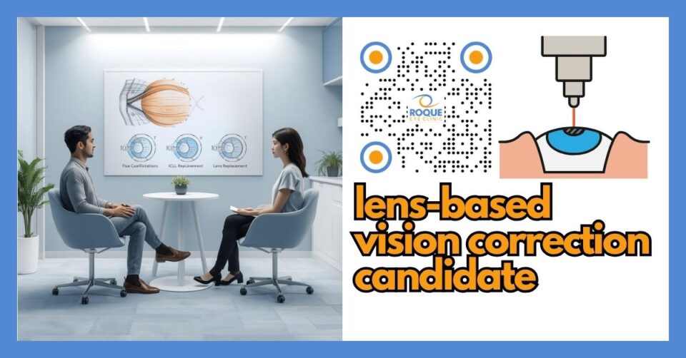 Patient consultation for ICL and lens replacement surgery candidacy in a modern eye clinic
