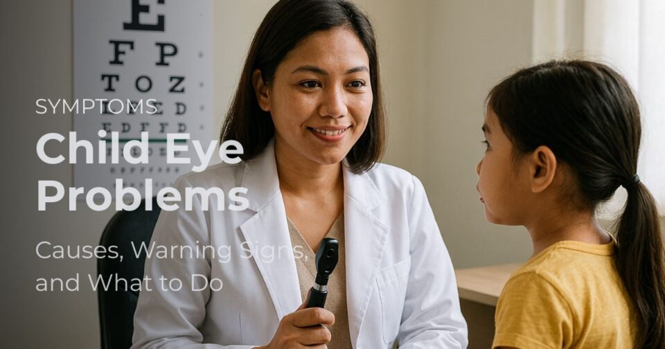 Parent bringing a child for an eye examination to check possible child eye problems