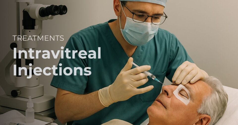 Retina specialist preparing an intravitreal injection to treat retinal disease.