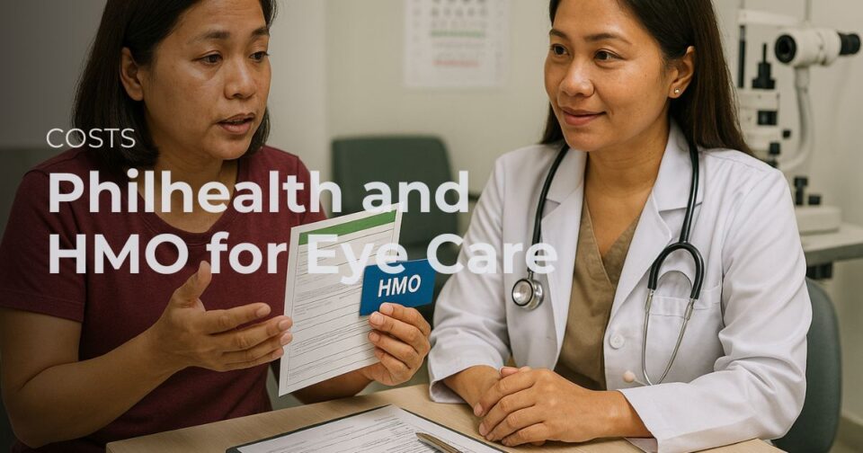 Filipino patient discussing PhilHealth and HMO coverage for eye care with an ophthalmologist