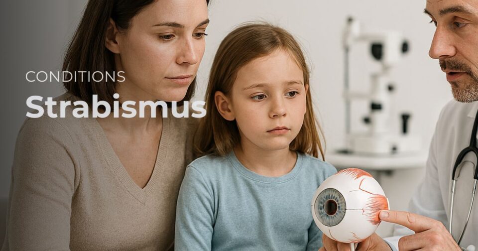 Patient-friendly illustration of strabismus or eye misalignment
